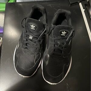 Adidas Falcons Women’s 8.5 Black Sneakers with White Accents Casual Athleisure